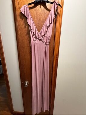 ASOS Dusty Pink Ruffle Wrap Maxi Dress